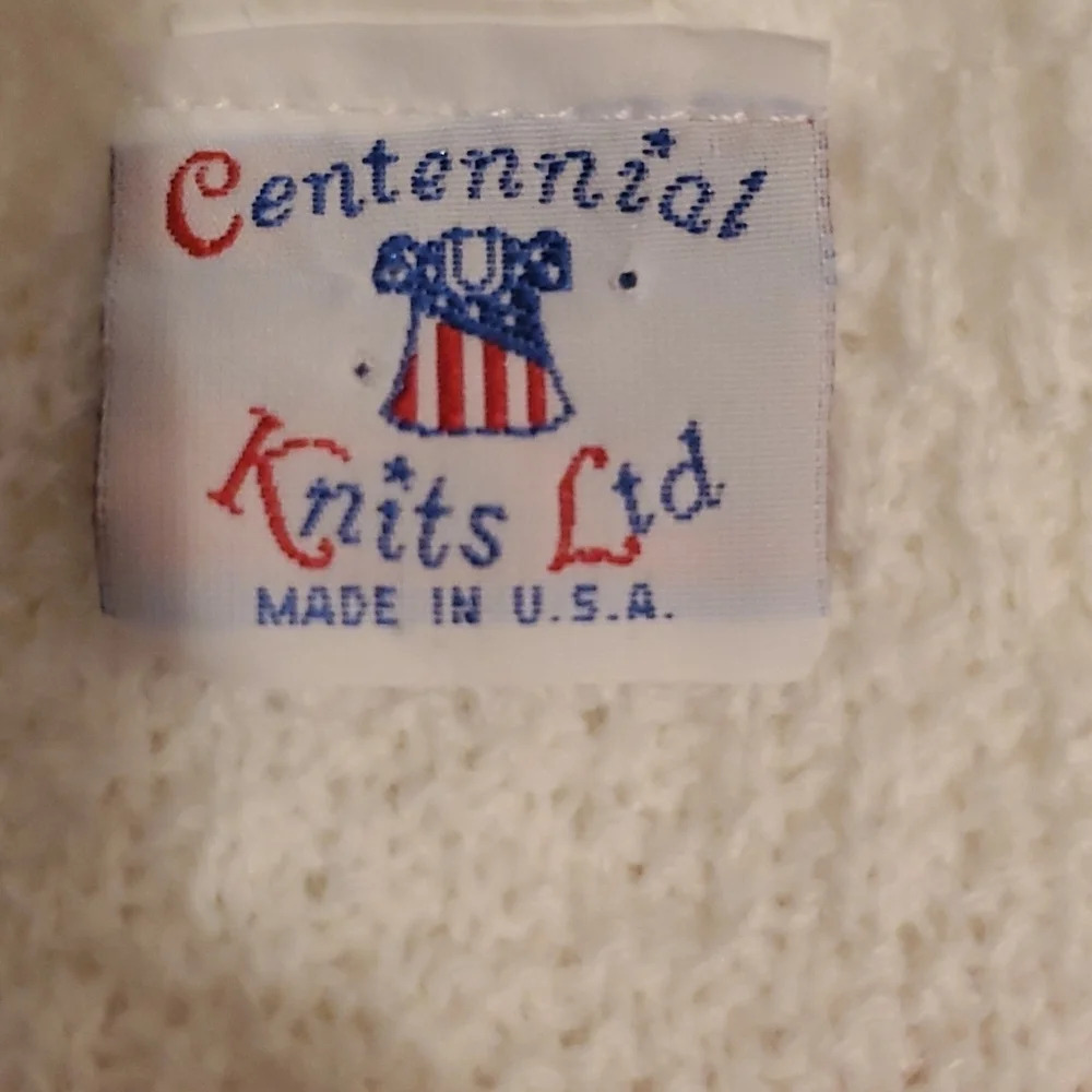 Vintage Centennial Knits Ltd pink & white v-neck sweater made … - Picture 8 of 16
